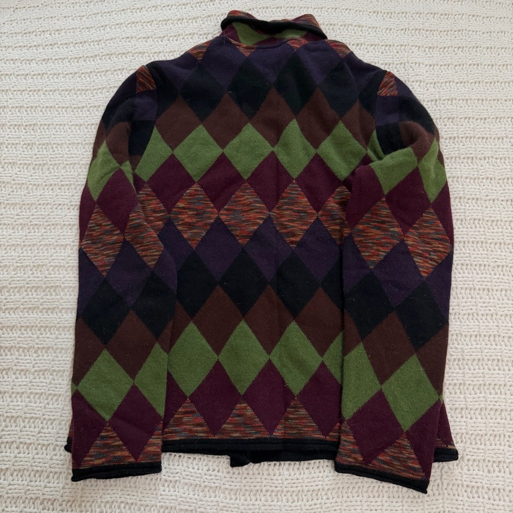 Colorful Argyle Button-Up Jacket - image 2
